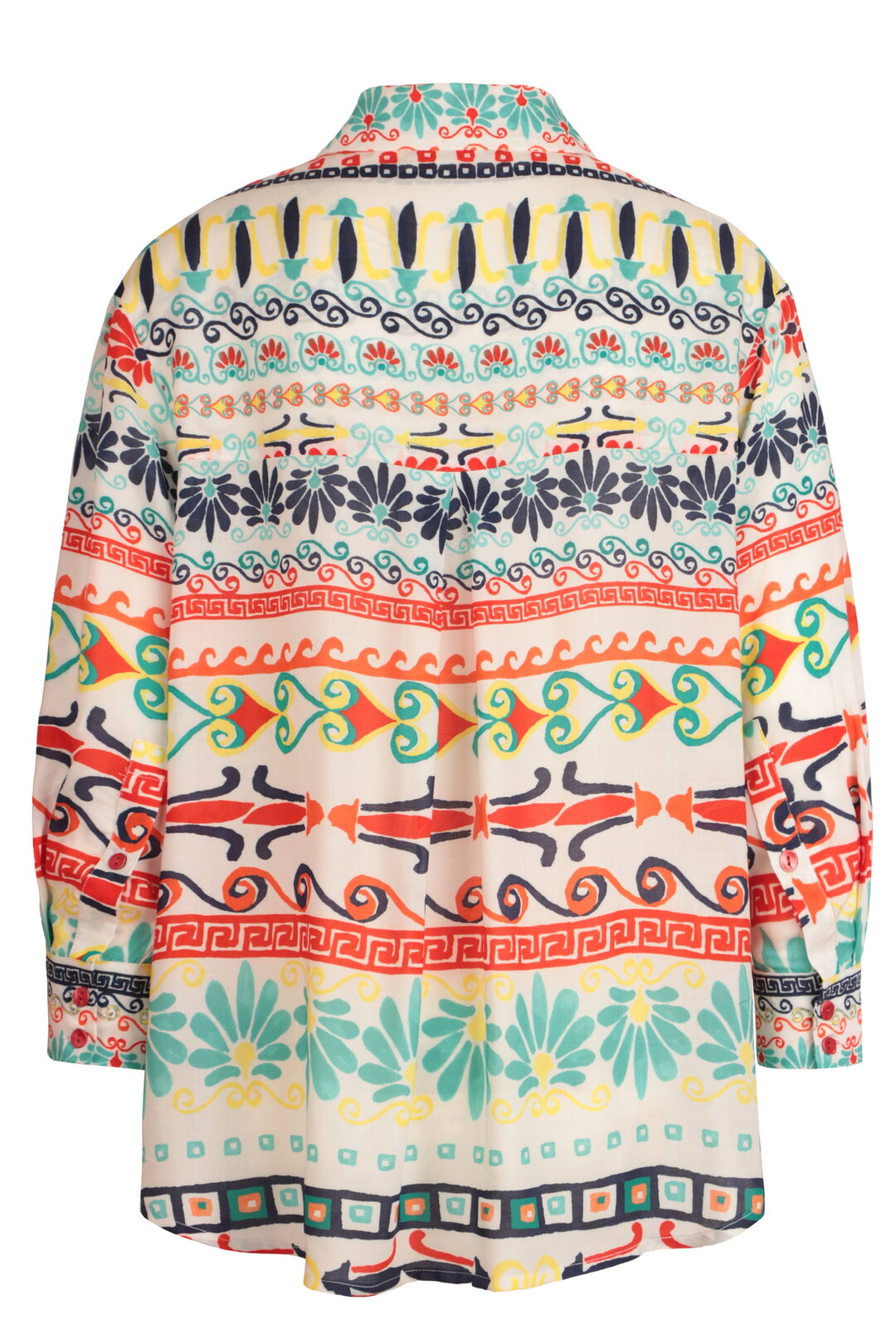 Printed Shirt, Mediterranean Pattern Off-White Wash