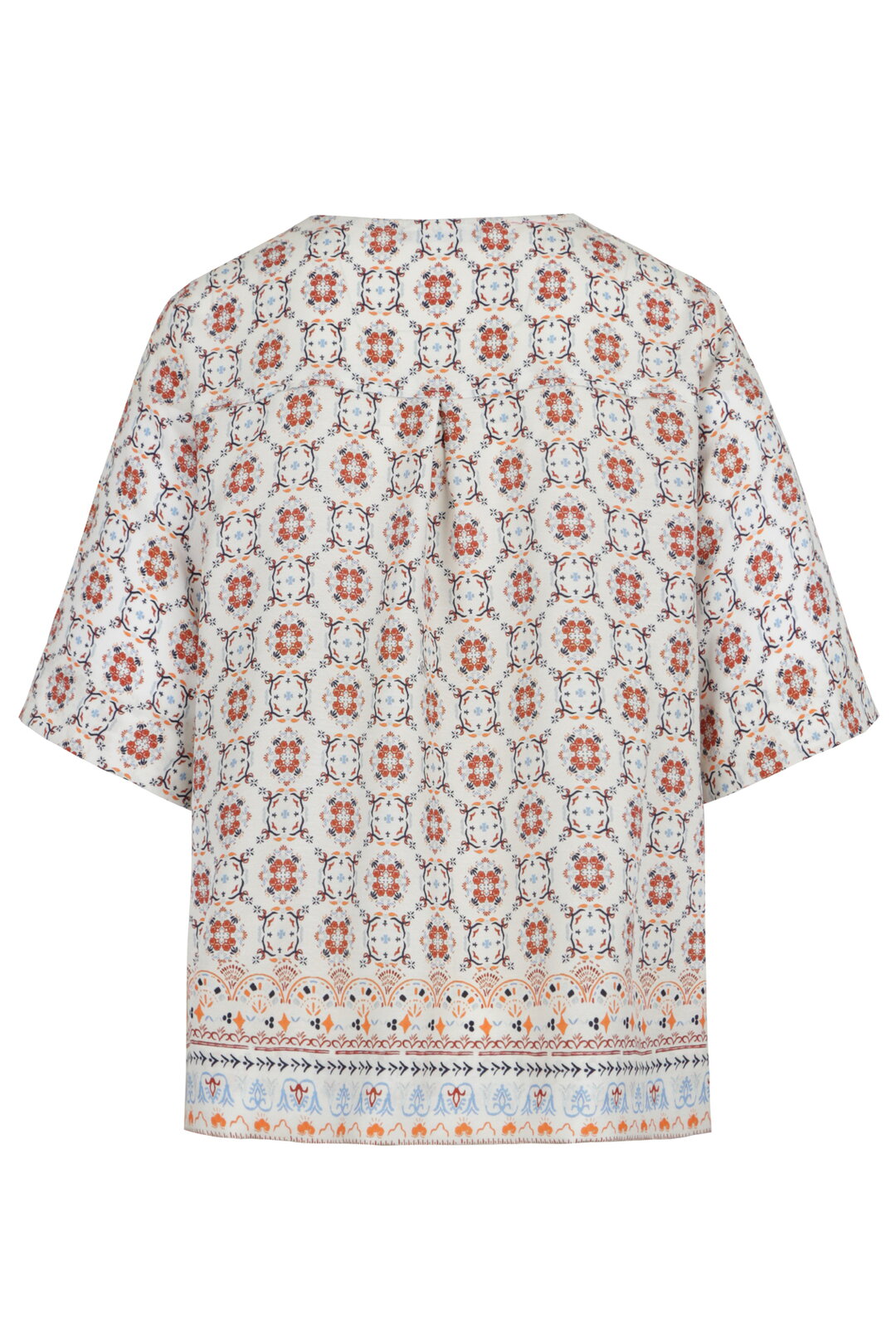 Blouse, Mediterranean Pattern - Off White - “Only 1 Available”
