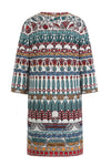 V Neck Coatigan, Papyrus Motif Off-White Wash
