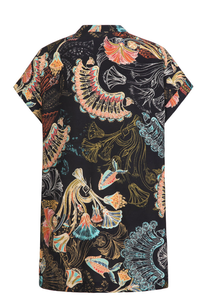 Printed Blouse Lotus Motif