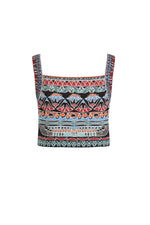 Jacquard Top, Papyrus Motif Black Wash