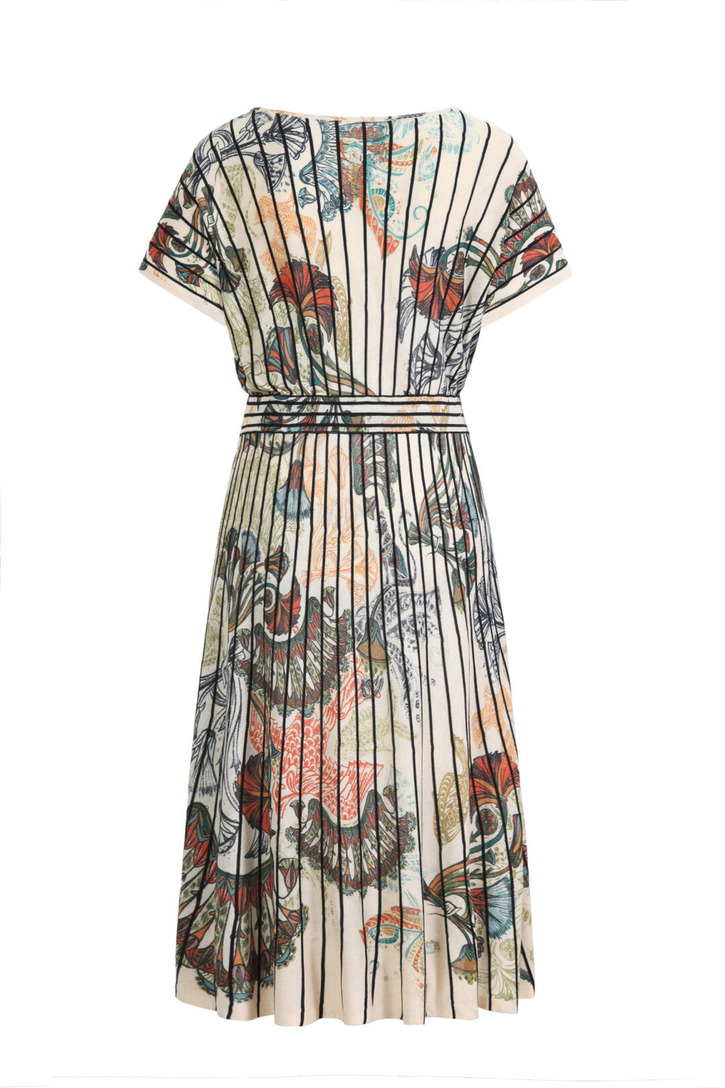 Printed Dress, Lotos Motif Beige Wash