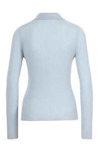 Ribbed V Neck Pullover Sky Powder & Salvia Washes
