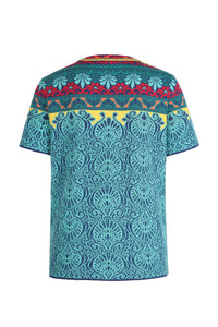 Jacquard Pullover, Mediterranean Pattern - Ink Wash - “Only 1 Available”