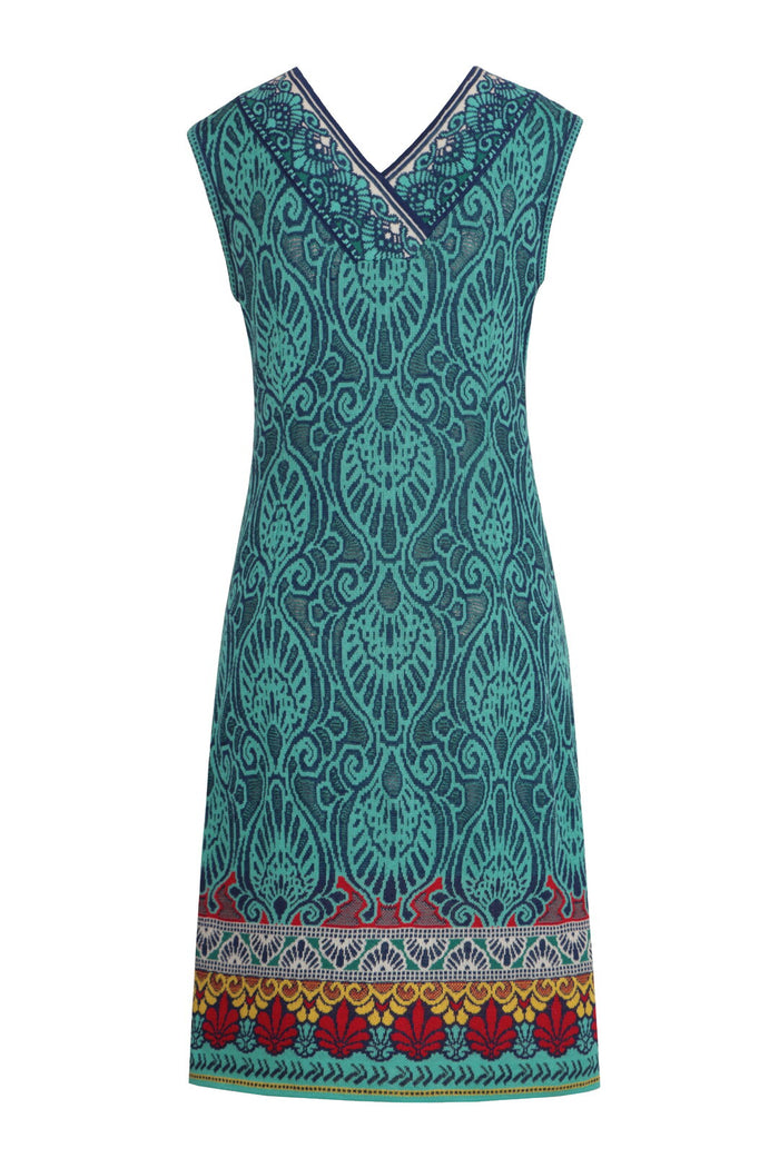 Jacquard Dress, Mediterranean Pattern - Blue Wash - “Only 1 Available”