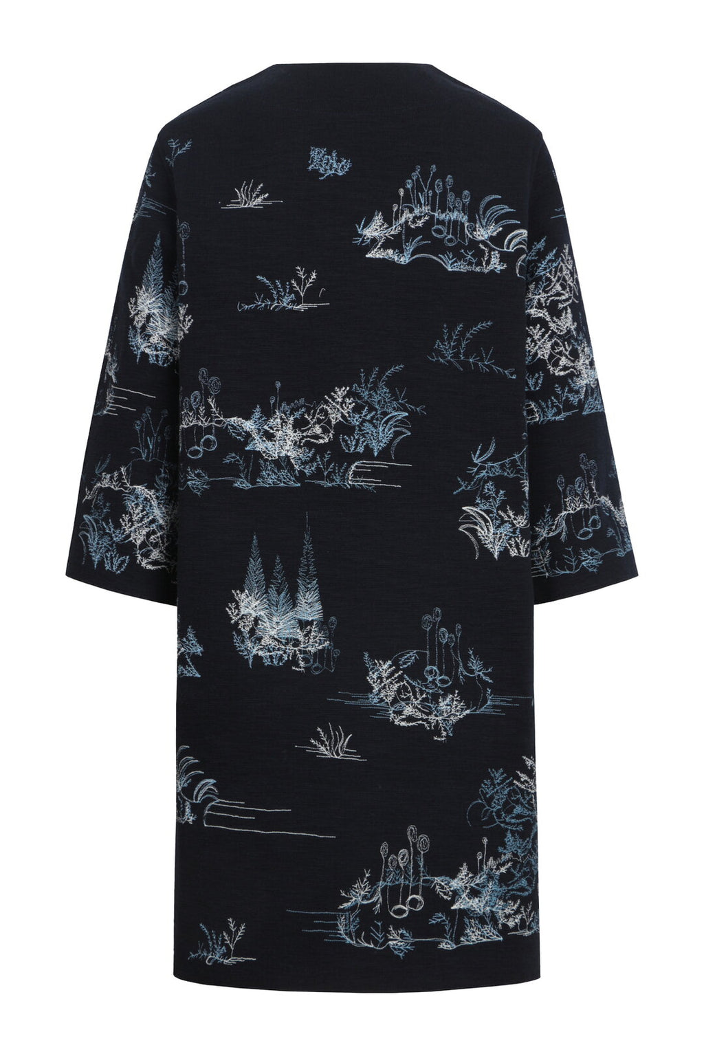 Coatigan with Embroidery, Garden Nostalgic Pattern Navy Wash