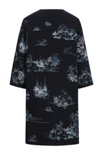 Coatigan with Embroidery, Garden Nostalgic Pattern Navy Wash