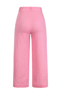 Linen Pants, 3/4 length light pink wash
