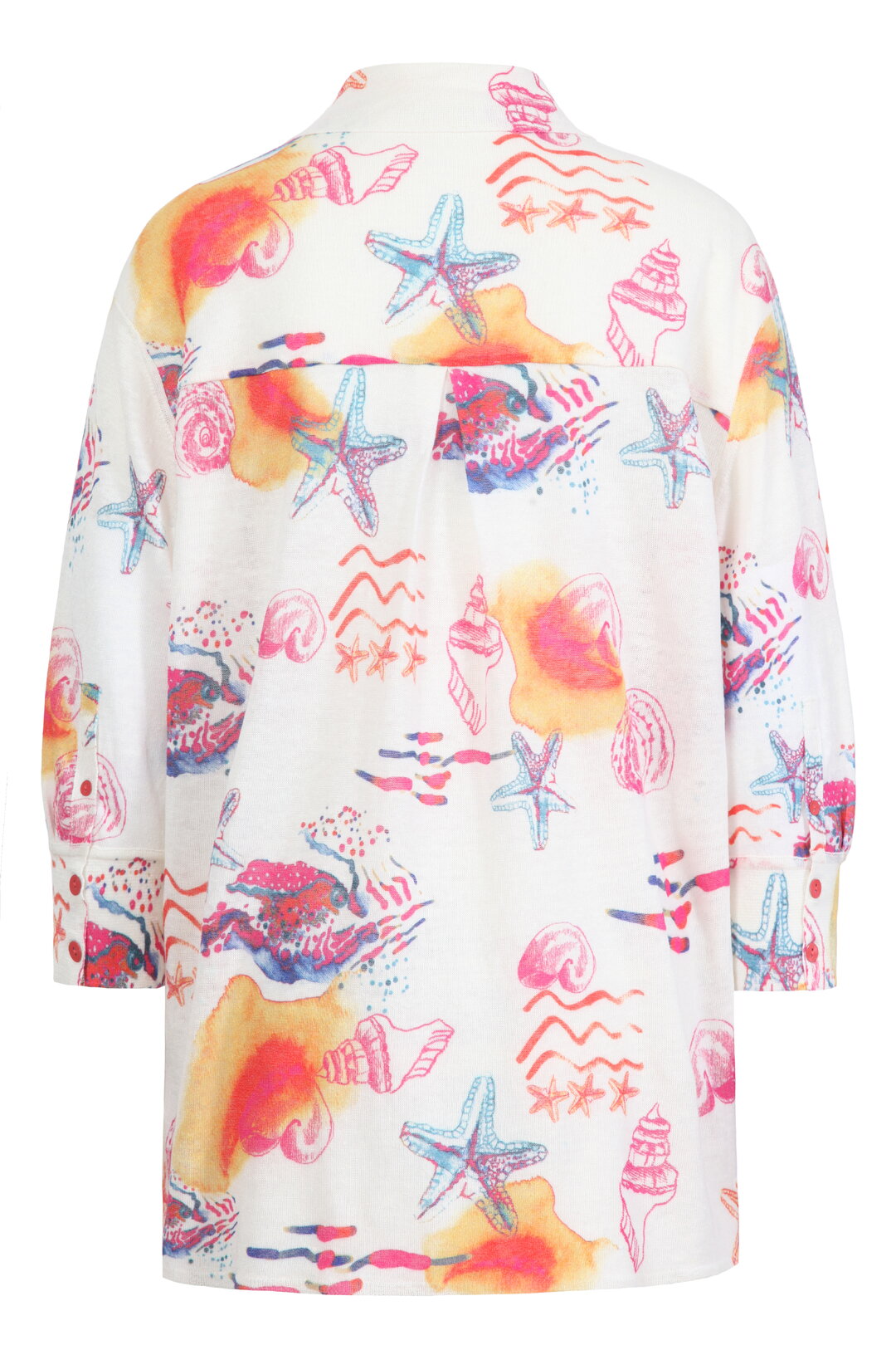 Printed Shirt Seabed Motif - Peach Wash