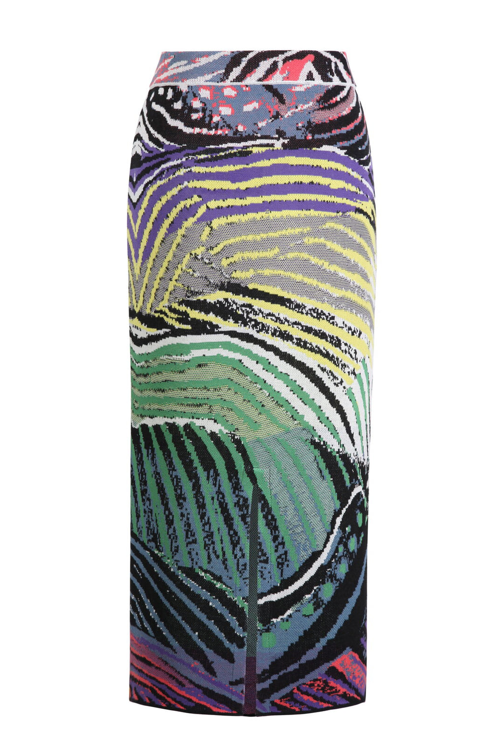 Pencil Skirt; Wave Motif Emerald Wash