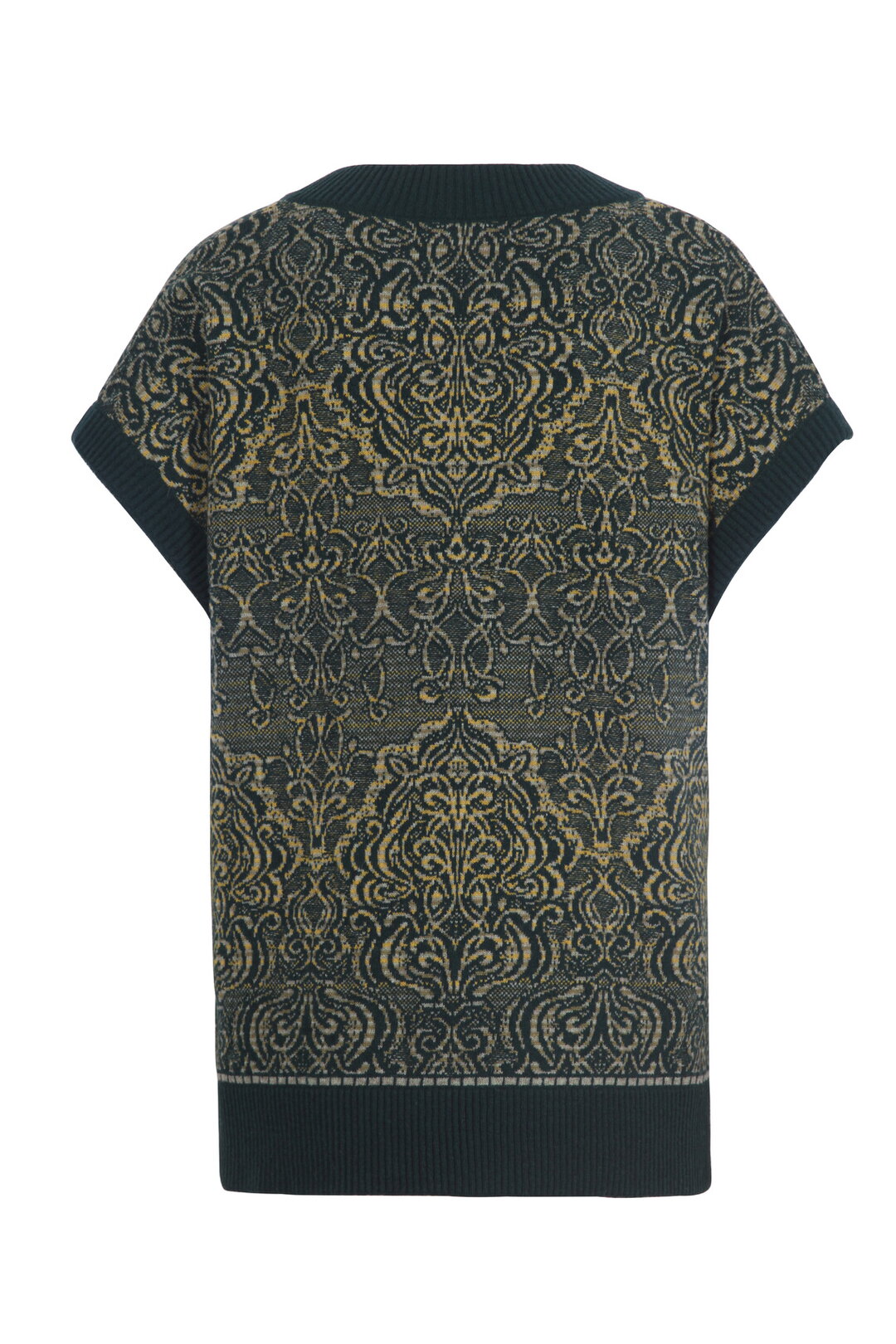 V-Neck Sleeveless Pullover, Ornament Pattern Forest Wash