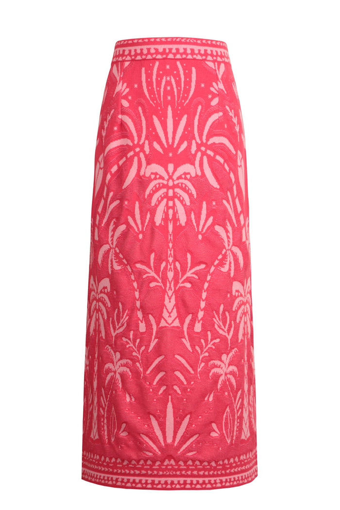 Long Skirt, Urban Botanic Pattern - Pink Wash