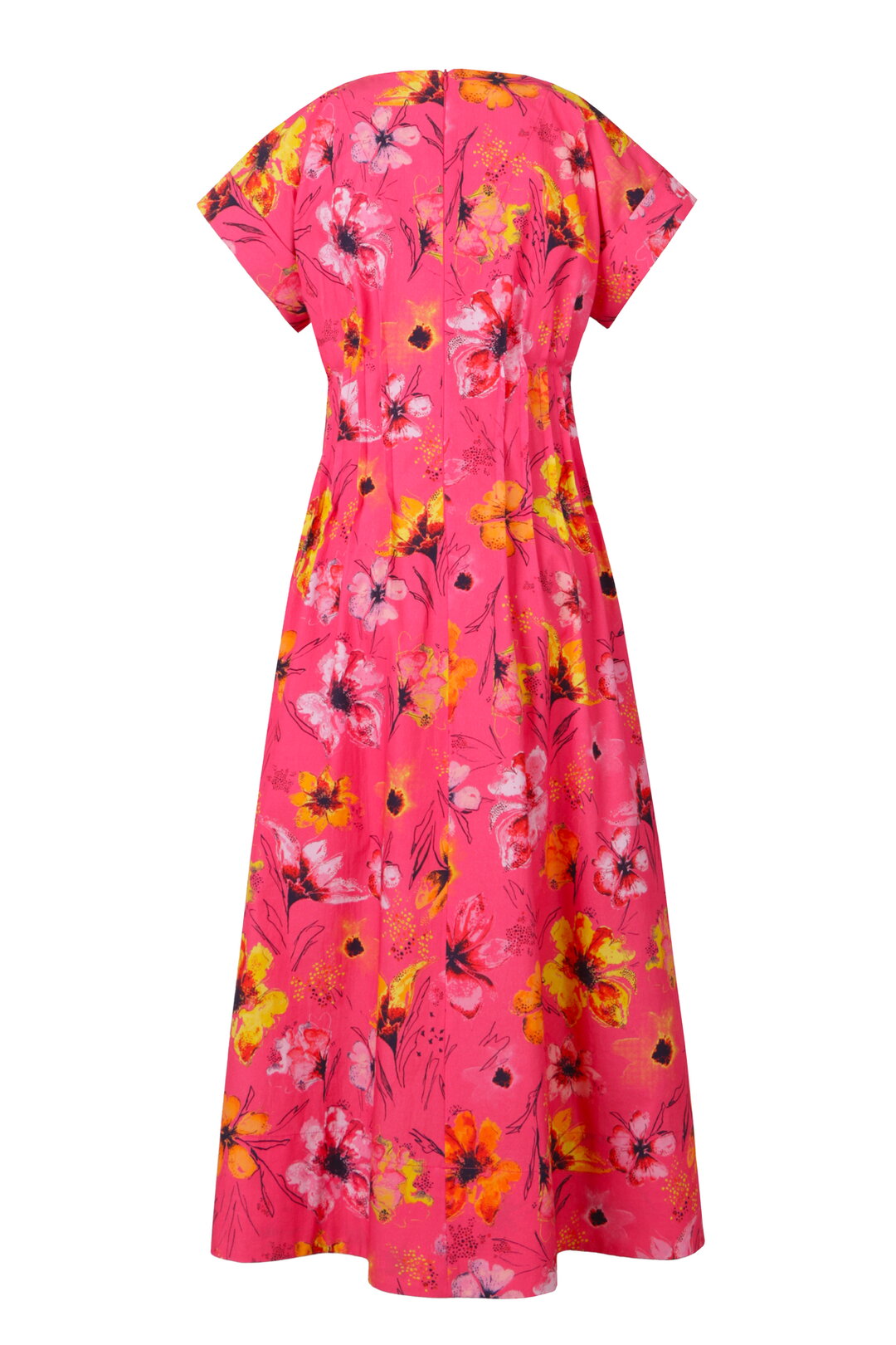 Poplin Dress, Floral Pattern Pink Wash