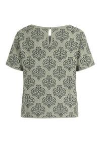 O-Neck Pullover with Short Sleeves, Ornament Pattern