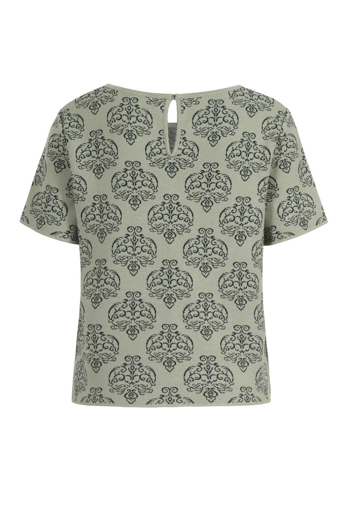 O-Neck Pullover with Short Sleeves, Ornament Pattern