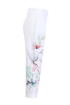 Embroidery Pants, Floral Pattern White