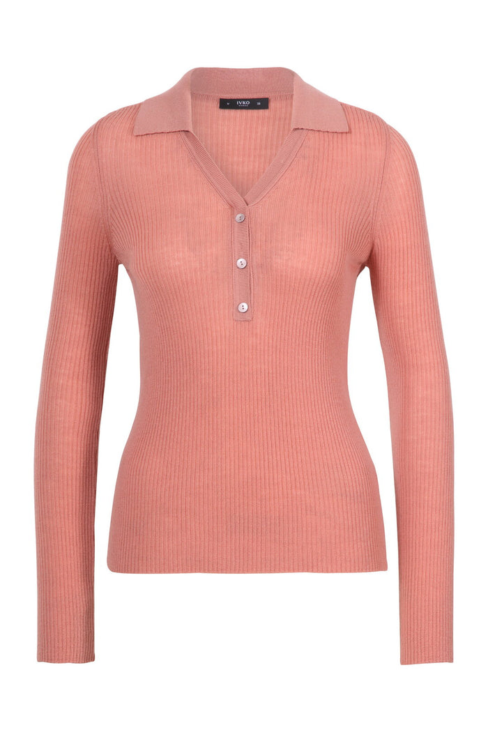 Ribbed V Neck Pullover Sky Powder & Salvia Washes