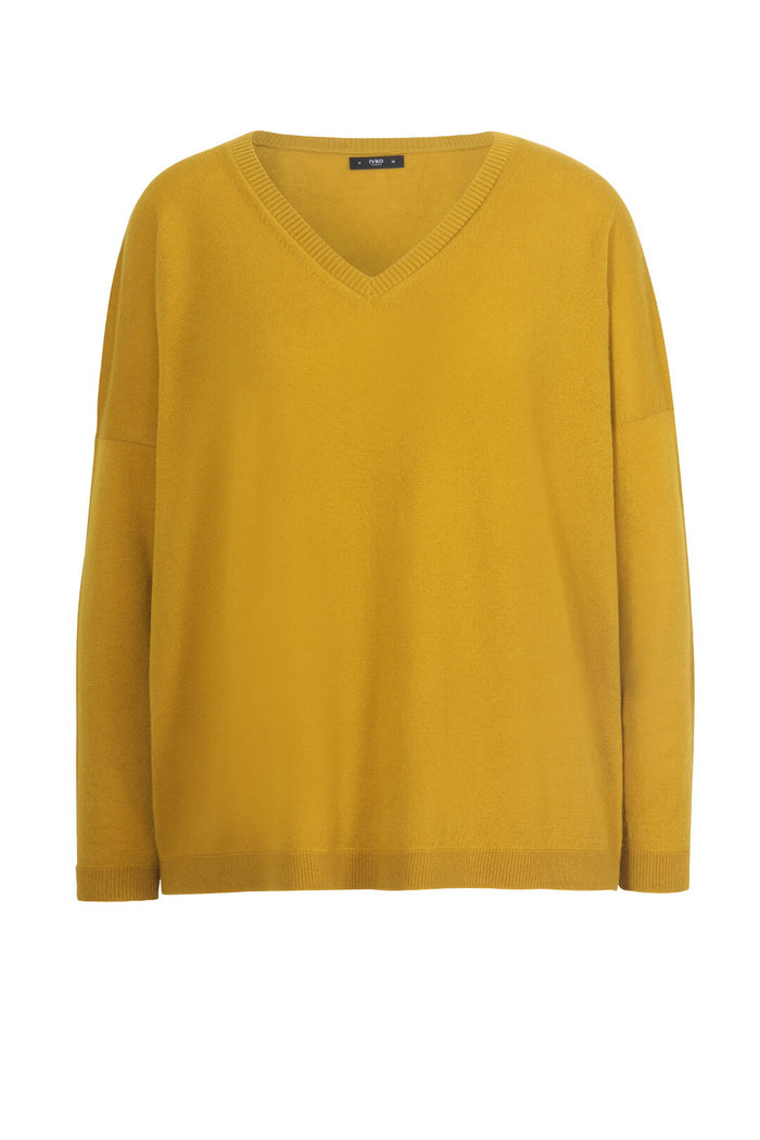V-Neck Pullover Wash: Rosewood & Yellow