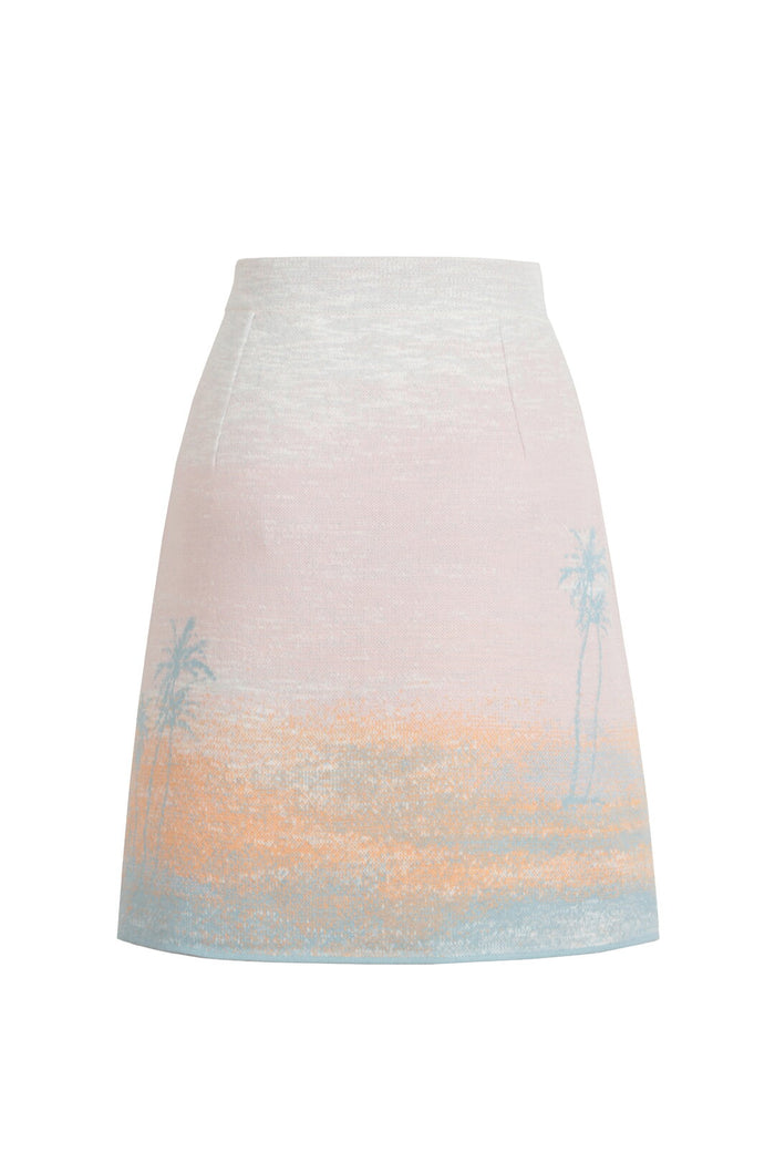 Jacquard Skirt, Urban Sun Pattern Light Pink Wash