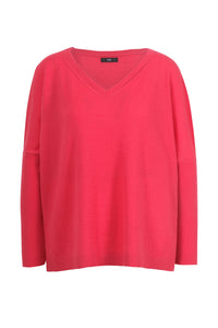 Oversize V-Neck Pullover Wash: Rosewood, Pacific & Off White