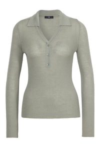 Ribbed V Neck Pullover Sky Powder & Salvia Washes