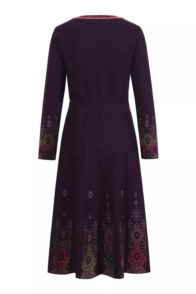 Jacquard Dress, Ornament Motif Plum Wash