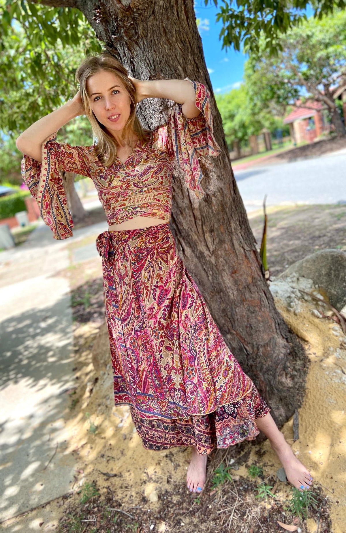Cienna Designs Gold & Pink Wrap Tie Top - Three Bears  #threebearsperth