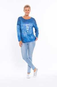 Cafe Latte Denim Wash Pigment Print Long Sleeve - Three Bears  #threebearsperth