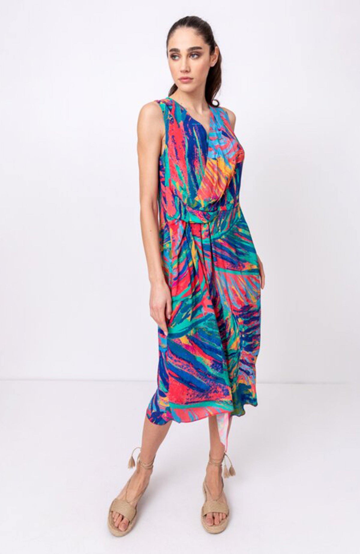 Ivko Wrap Dress Tropical Motif - Three Bears  #threebearsperth